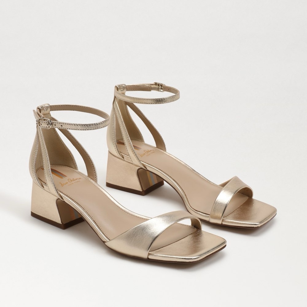 NEW ✨ Sam Edelman Greta Sandals in Wilson Gold Block Heel Size 10